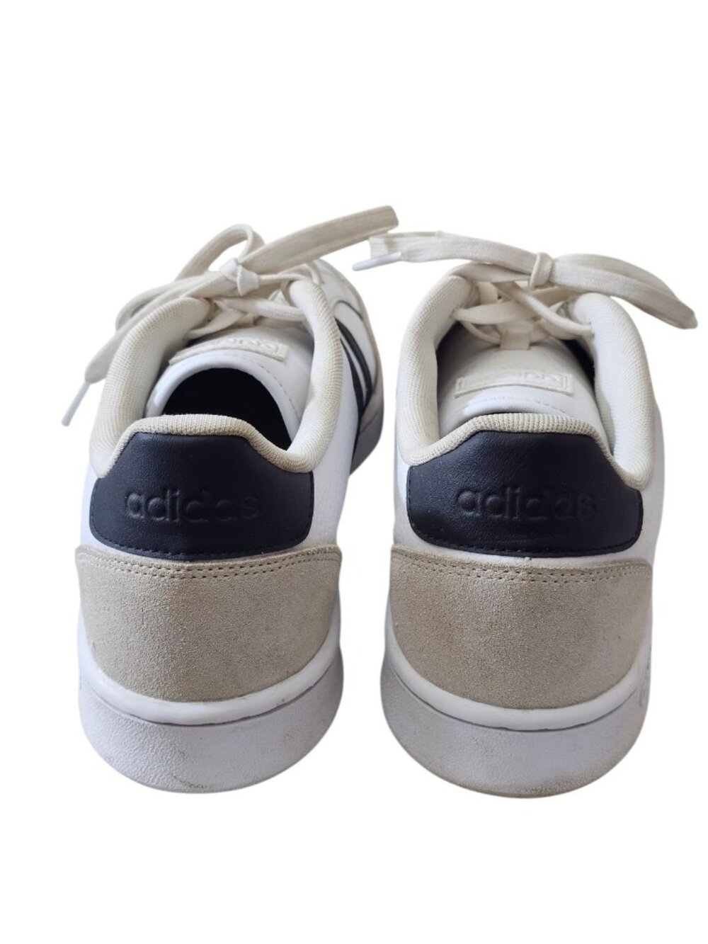 Adidas White Black Stripe Leather Sneakers Men’s Size 13 Classic Lace Up Shoes - Picture 6 of 10